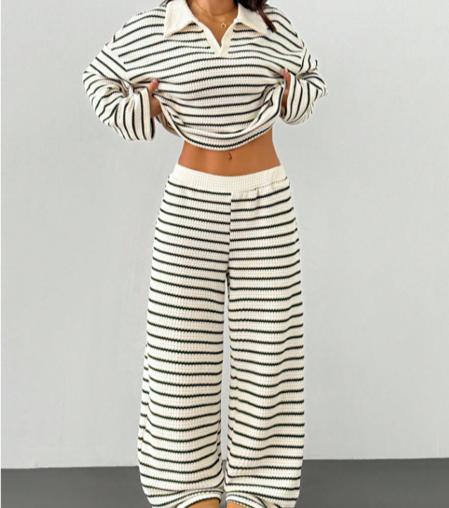 Set van twee gestreepte tops en broeken