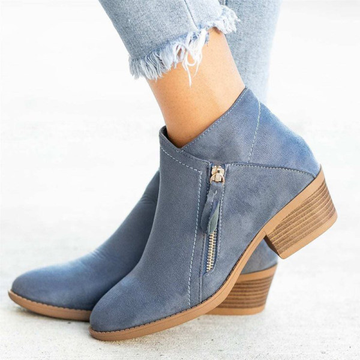 Orthopedische Leren blauwe dames Laarzen Met Rits blauw