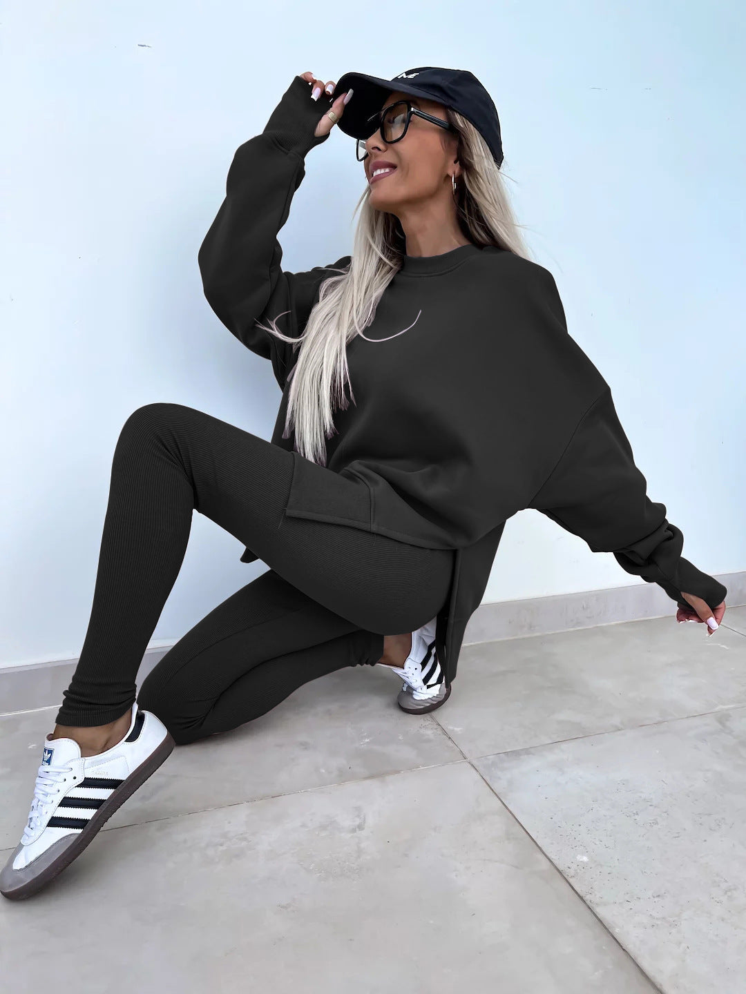 Elegante Lounge Set met Hoodie en Strakke Broek