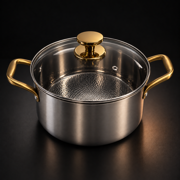 Titanium kookpan met deksel, PFAS-vrij, zonder chemische coating