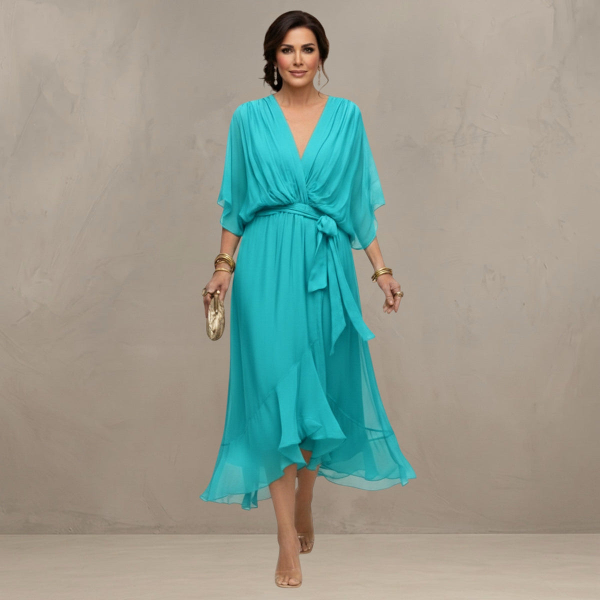 Marta™ | Elegante Chiffon Midi Jurk