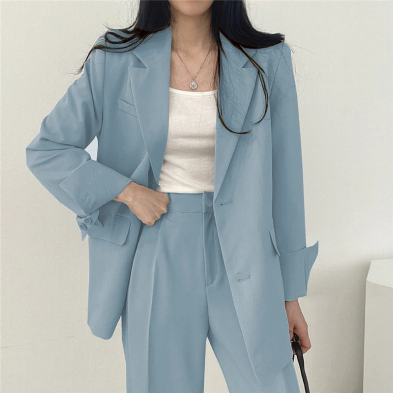 Tweedelig Damespak Blazer Set blazer met met knopen pantalon vrouwen dames kantoor formele kleding