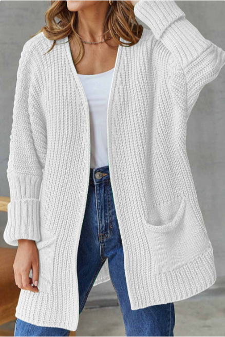 Lang gebreid vest met open voorkant voor dames