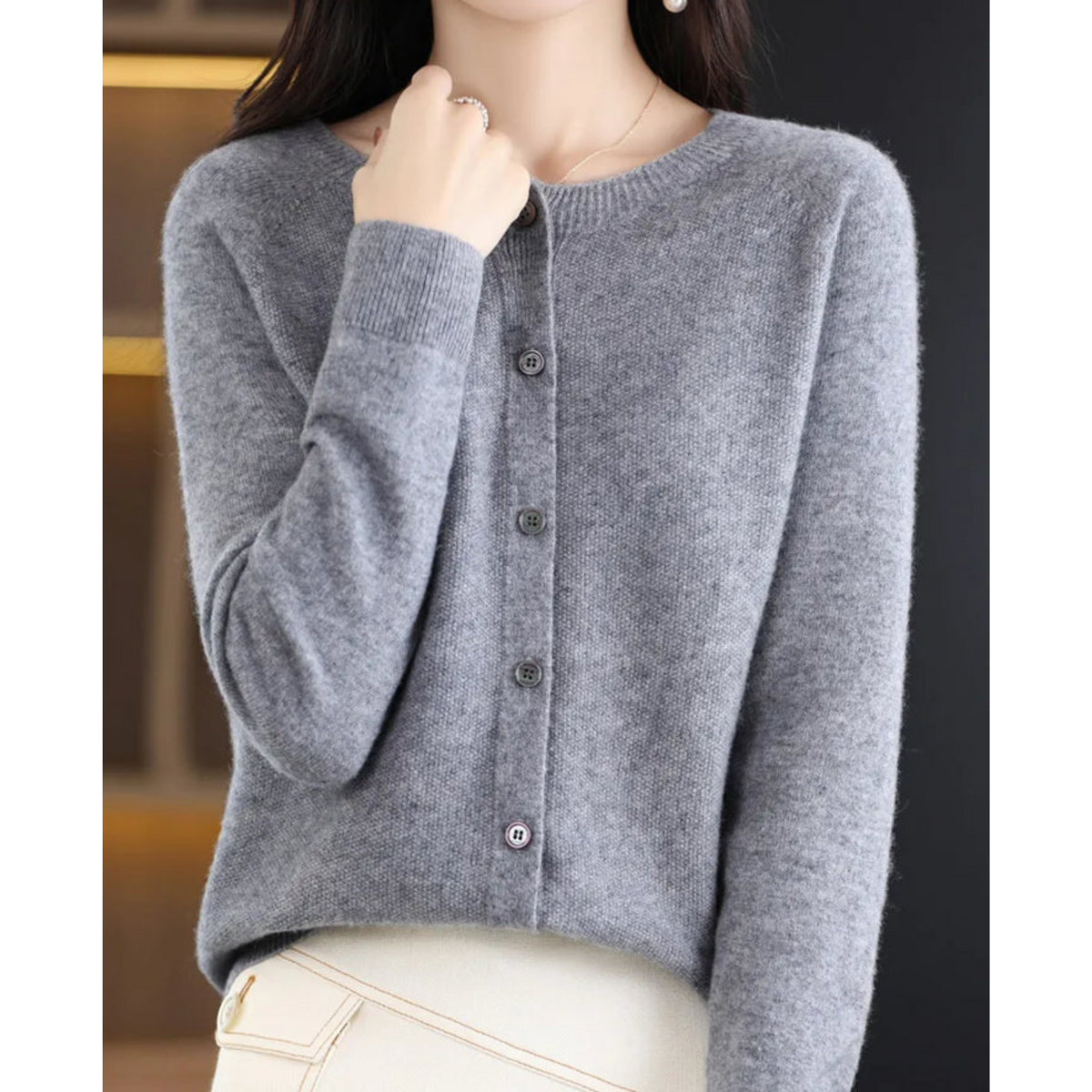 Zachte Merino Wollen Dames Cardigan - Milana