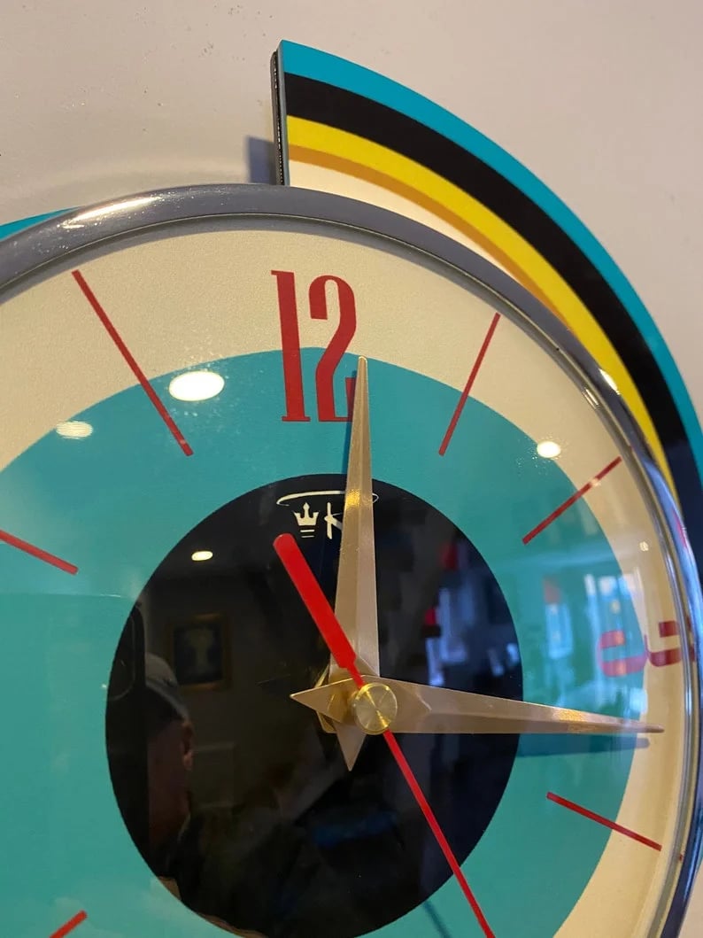 Handgemaakte wandklok in mid-century-stijl | Retro-wanddecoratie, stil & werkt op batterijen