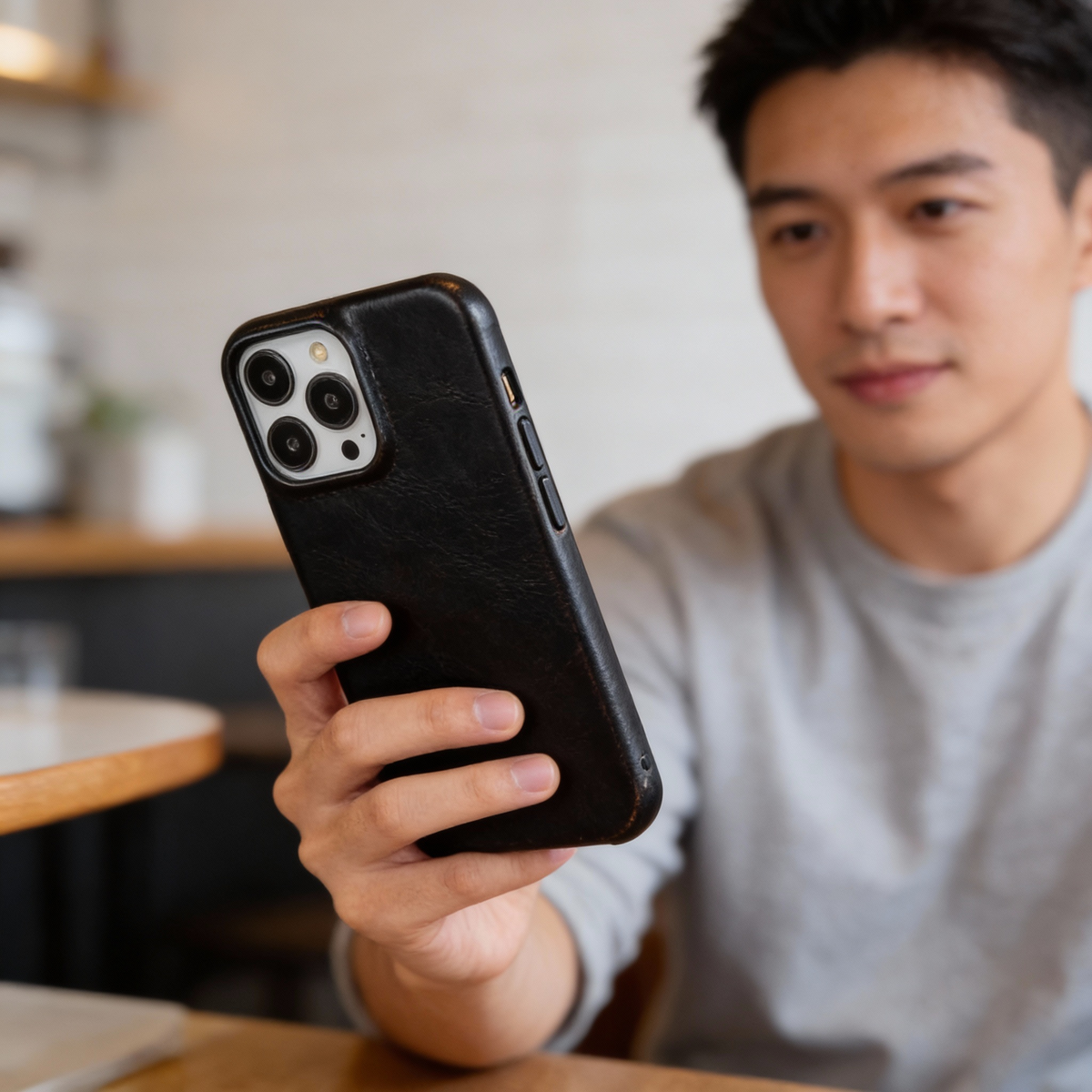Hoesje in leerlook voor iPhone 13 tot 16