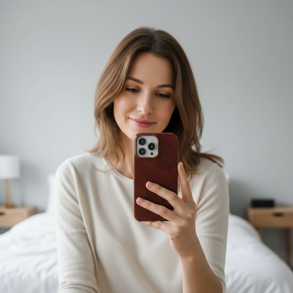 Hoesje in leerlook voor iPhone 13 tot 16