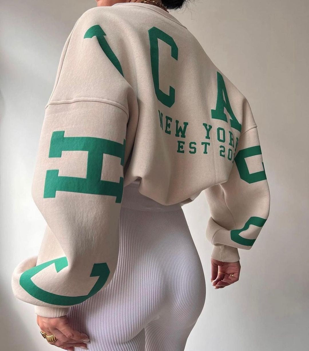 Oversized sweater met opdruk voor dames