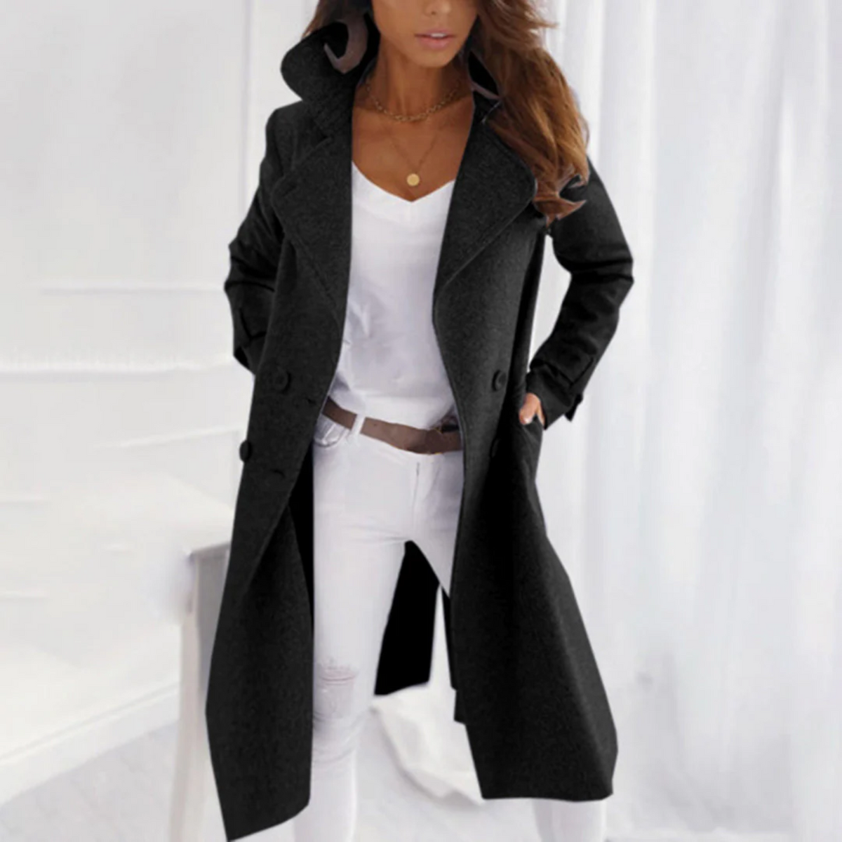 Dana - elegante Wollen Jas Voor Dames