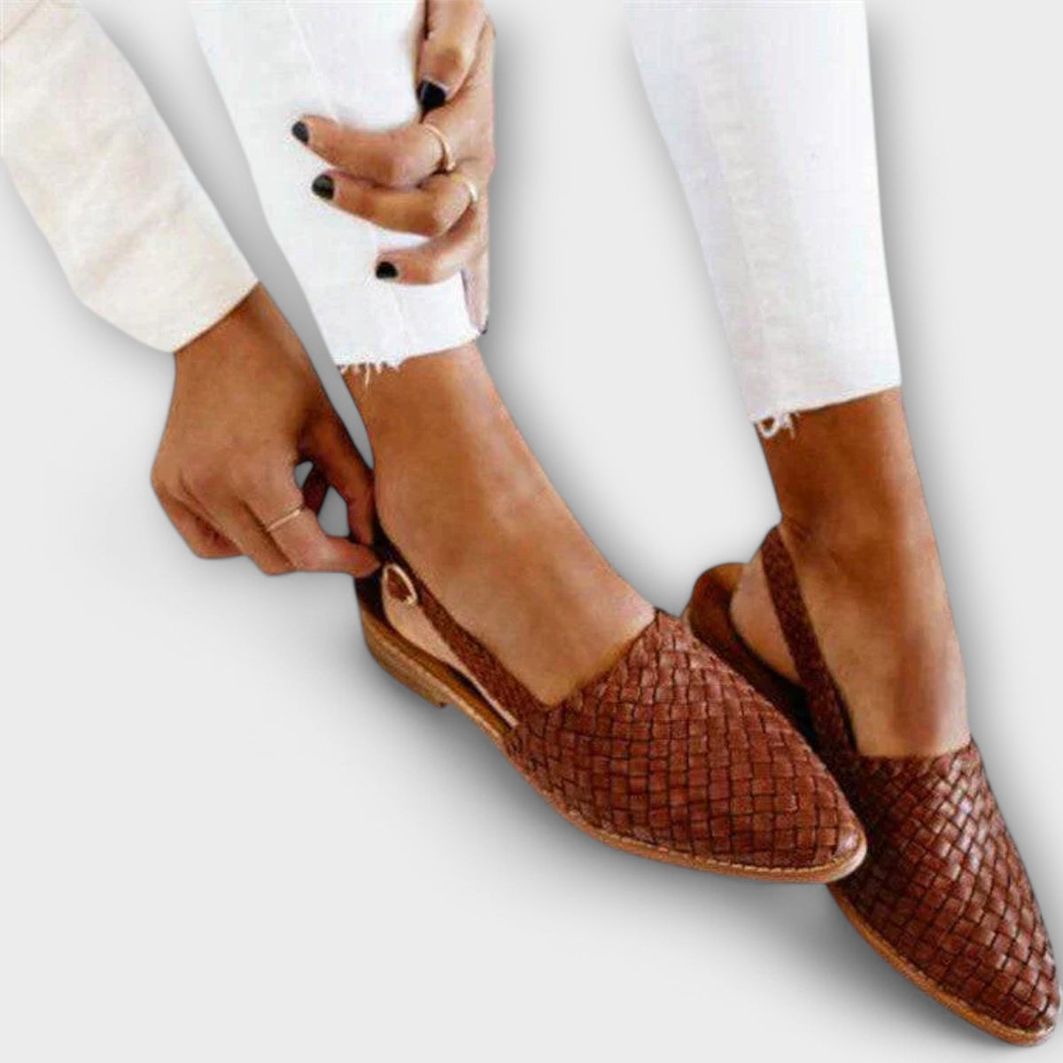 Gevlochten leren mocassins voor dames