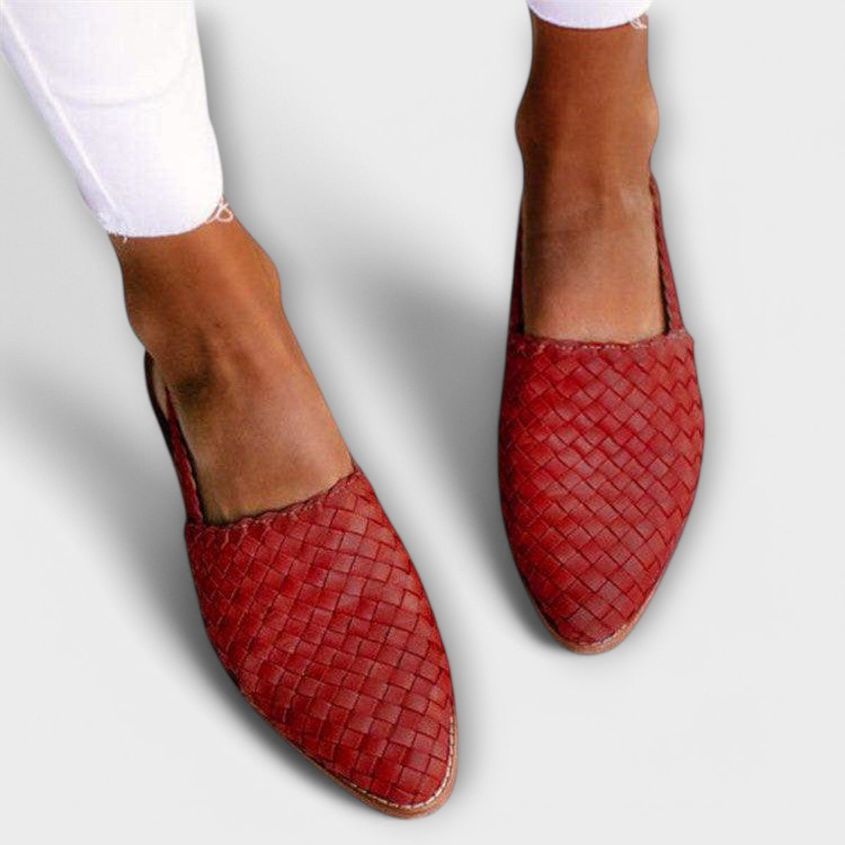 Gevlochten leren mocassins voor dames