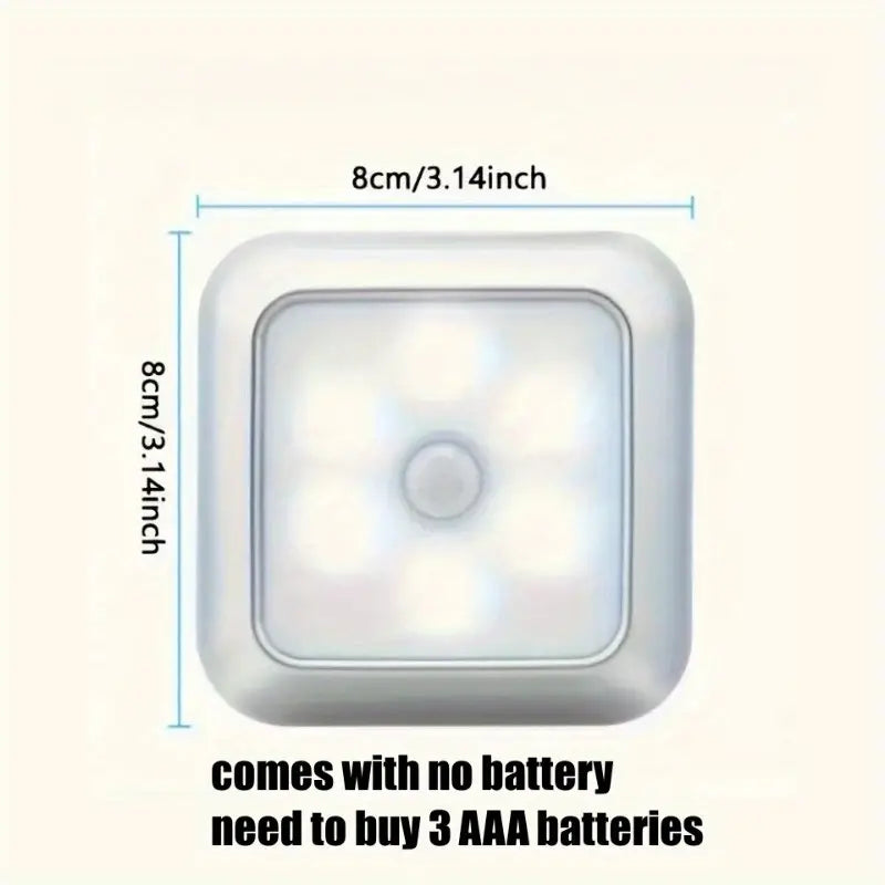 jouwwinkelGlow 6-LED Bewegingssensor Licht – Draadloos Nachtlampje op Batterij voor Binnengebruik, Trap, Keuken & Kast