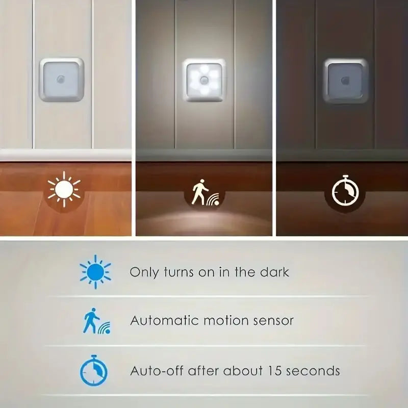 jouwwinkelGlow 6-LED Bewegingssensor Licht – Draadloos Nachtlampje op Batterij voor Binnengebruik, Trap, Keuken & Kast