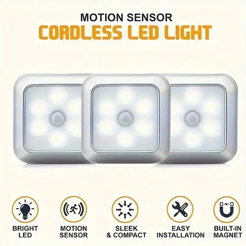 jouwwinkelGlow 6-LED Bewegingssensor Licht – Draadloos Nachtlampje op Batterij voor Binnengebruik, Trap, Keuken & Kast