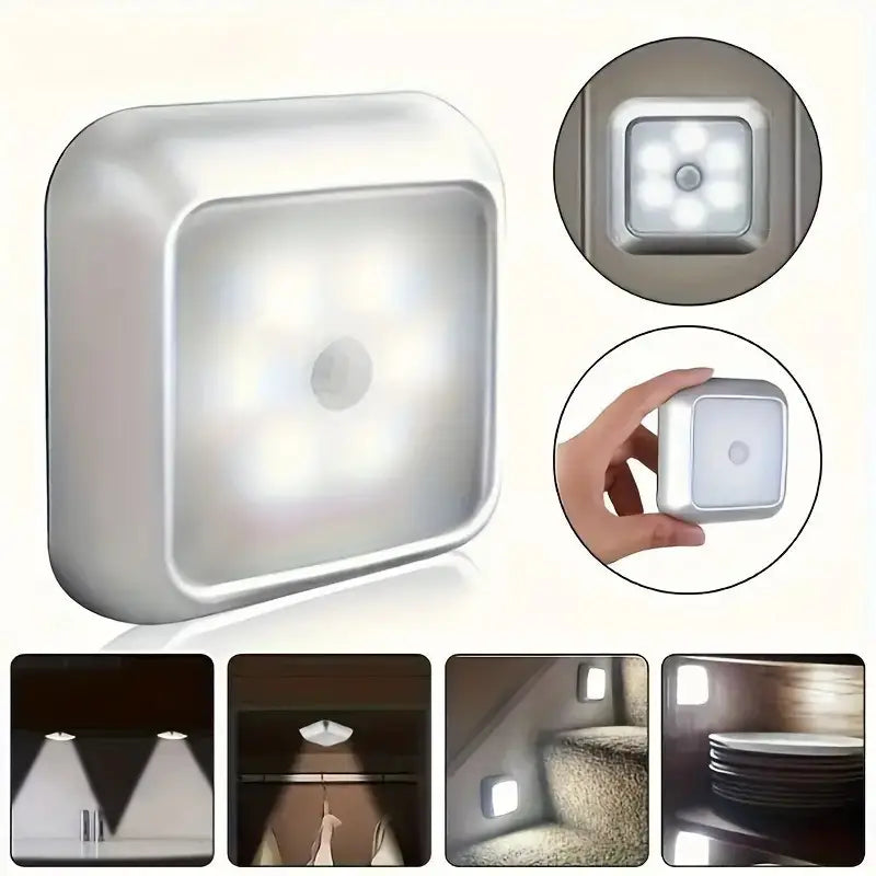jouwwinkelGlow 6-LED Bewegingssensor Licht – Draadloos Nachtlampje op Batterij voor Binnengebruik, Trap, Keuken & Kast