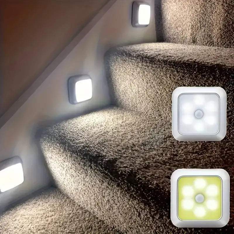 jouwwinkelGlow 6-LED Bewegingssensor Licht – Draadloos Nachtlampje op Batterij voor Binnengebruik, Trap, Keuken & Kast