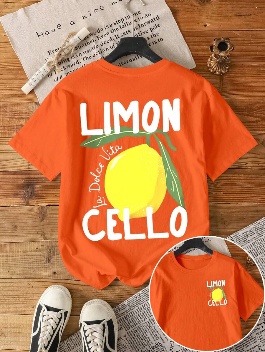 Vintage Letterprint T-shirt voor Vrouwen