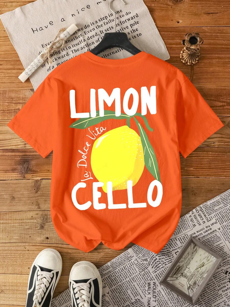 Vintage Letterprint T-shirt voor Vrouwen