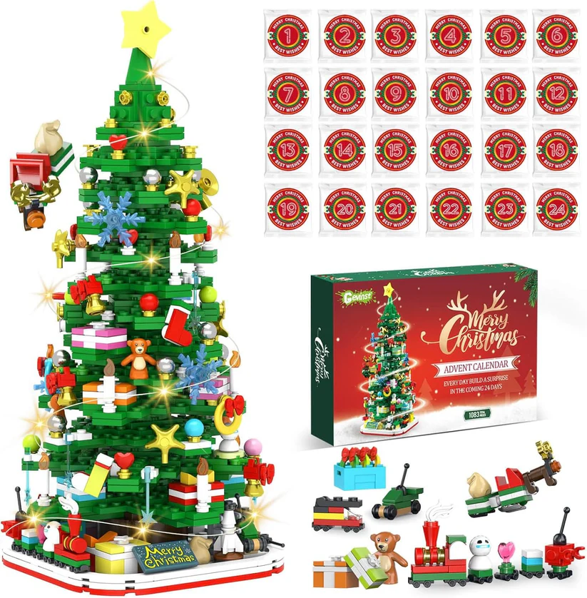 Adventskalender met 24 mini-bouwsets van bouwsteentjes