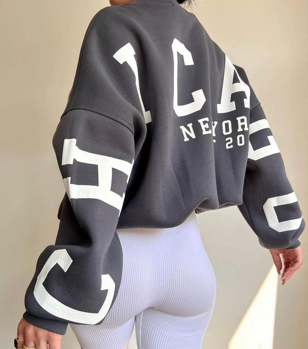 Oversized sweater met opdruk voor dames