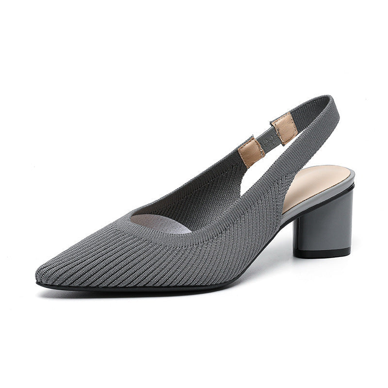 Slingback pumps voor dames met spitse neus en blokhak