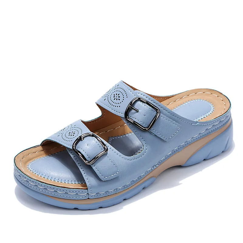Selina – Wedge Sandalen met Dubbele Gesp