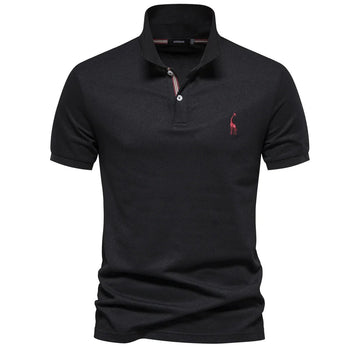 Caleb – luxe katoenen polo met hertenborduursel