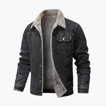 Heren denim jas met fleecevoering