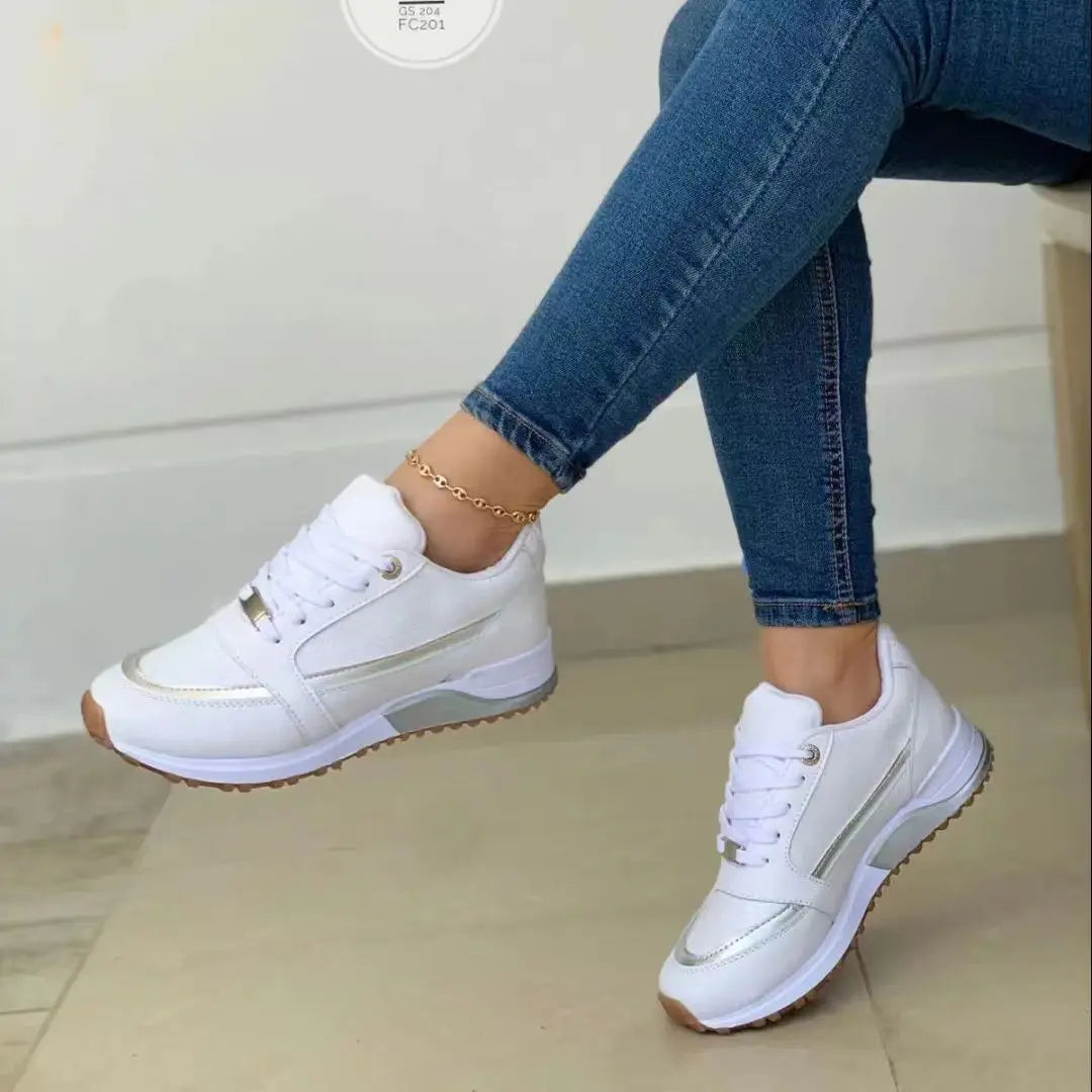 Dames Sneakers met Mesh &amp; Leer Patchwork