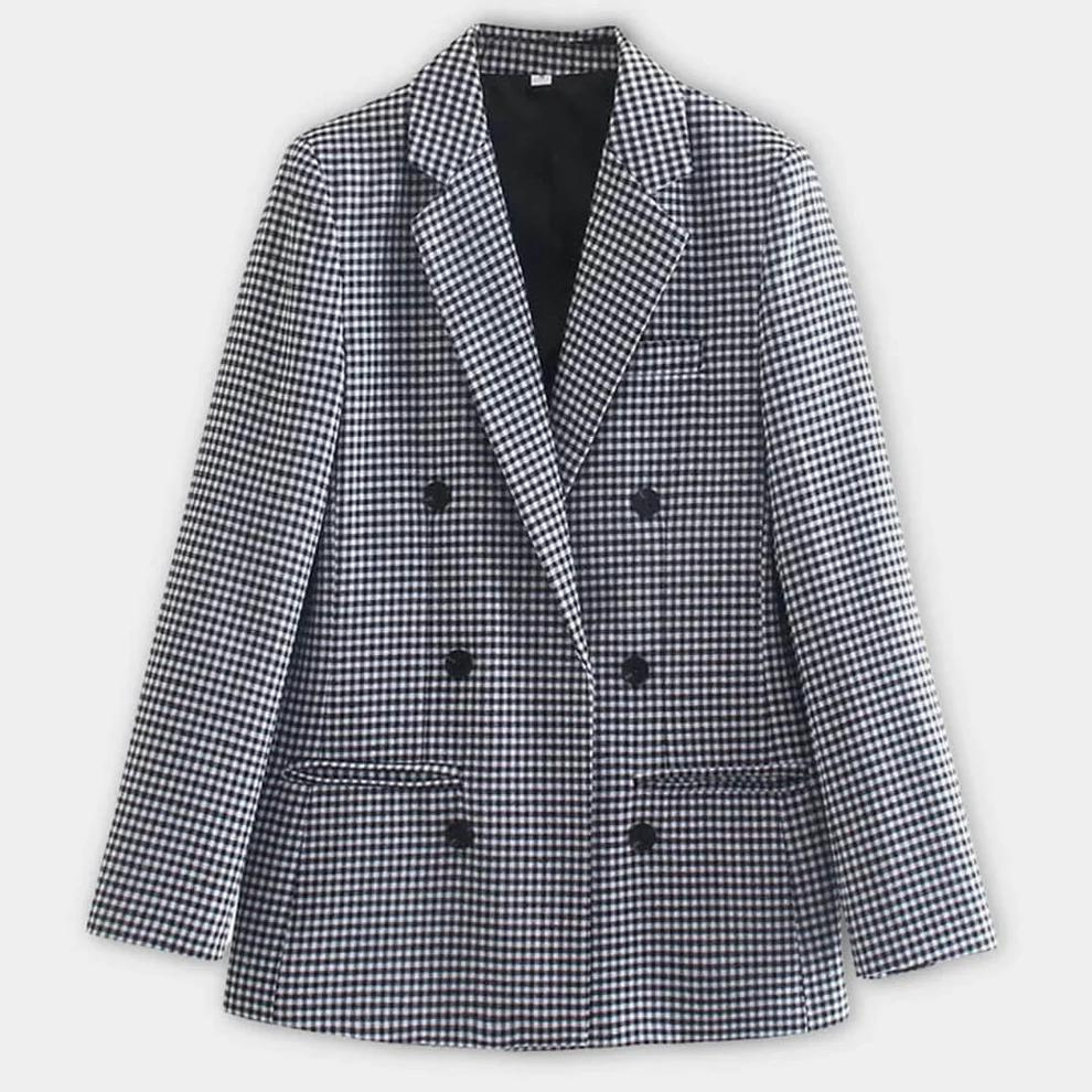 Geruite Klassieke Blazer Voor Dames