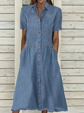 Denimlook jurk met Knoopsluiting