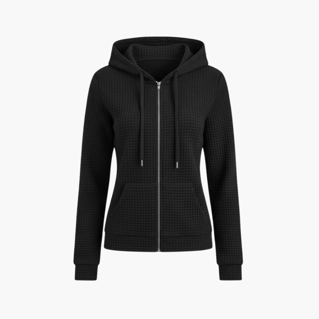 Dames hoodie met rits en trekkoordcapuchon