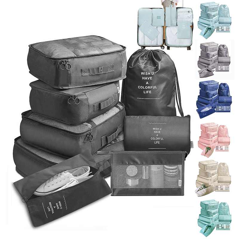 8-Delige Organizer Set voor Reizen en Bagage
