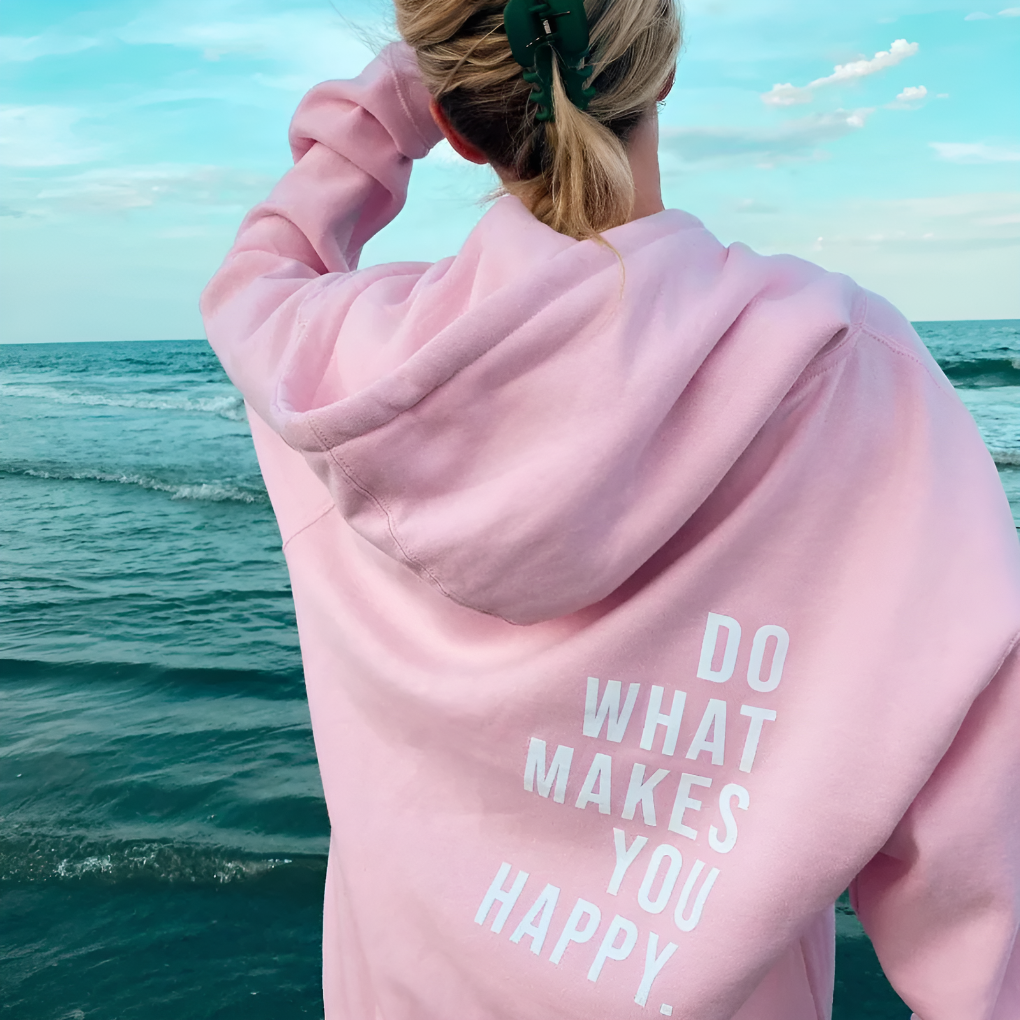 Unisex gelukkig sweatshirt met capuchon (Voorverkoop)