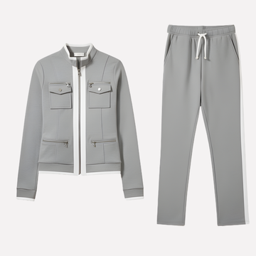 Dames set met ritsjack en broek, contrasterende afwerking