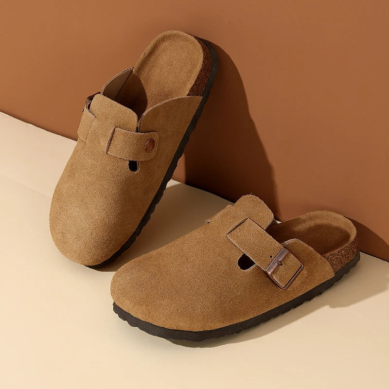 Clogs in suèdelook met kurken voetbed voor dames