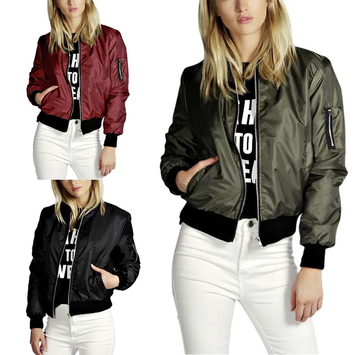 Bomberjack Dames, Casual Bomber Stijl met Geribde Manchetten vest damesjas zomerjas vrouwen