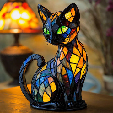 Decoratieve Kattenlamp met Mozaïekontwerp en Warm Sfeerlicht – Elegante Woondecoratie