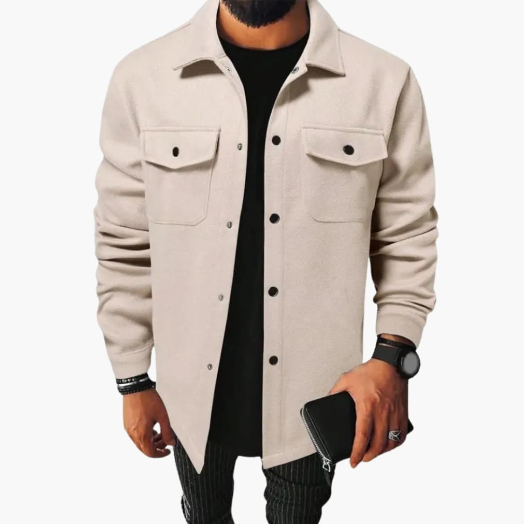 Shirtjack met knoopsluiting en borstzakken voor heren