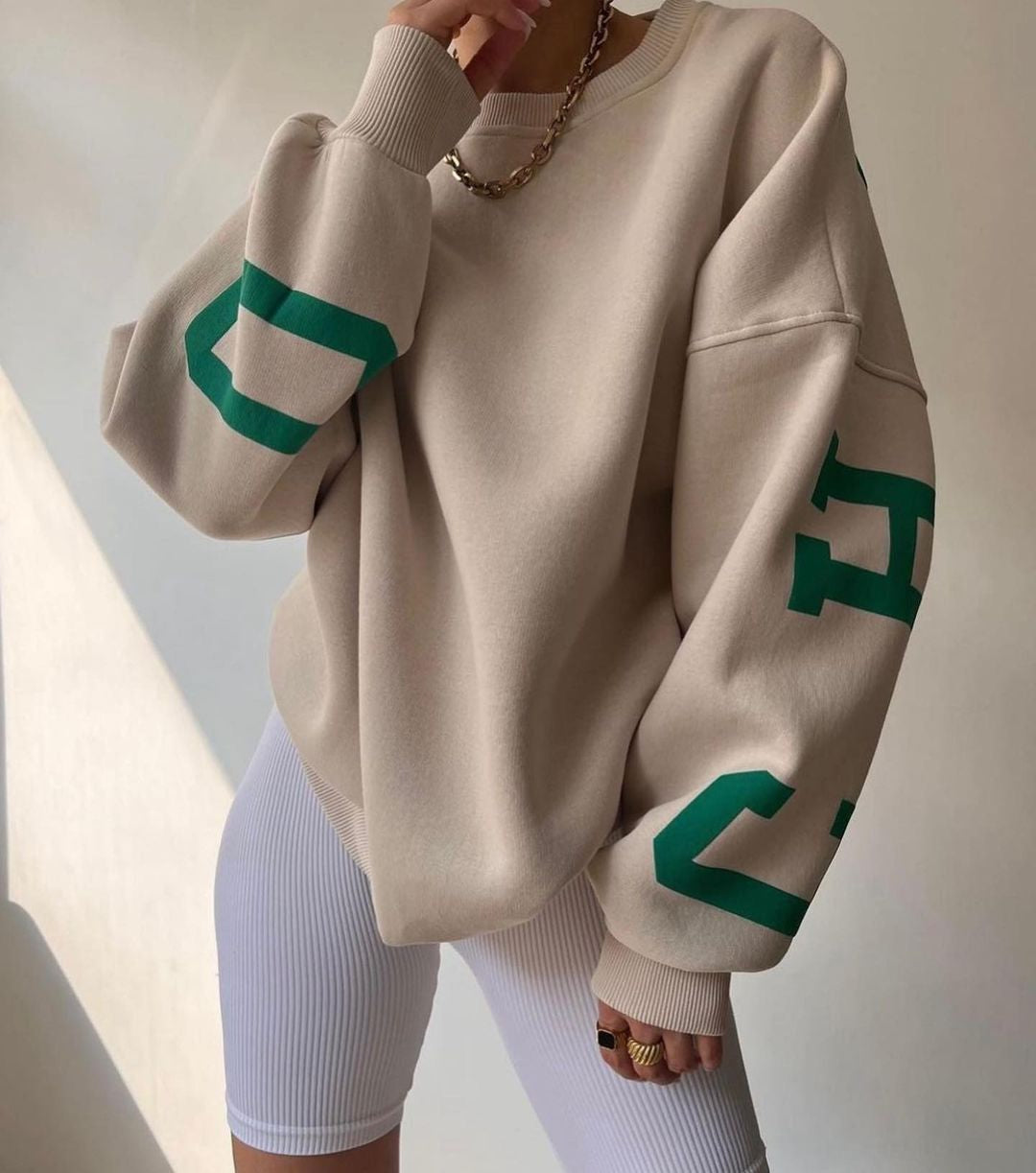 Oversized sweater met opdruk voor dames