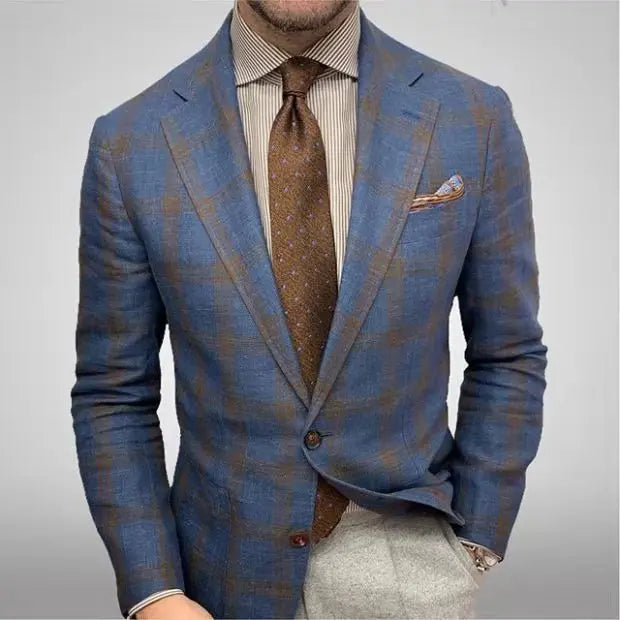 Vintage Heren Blazer met Ruitenprint