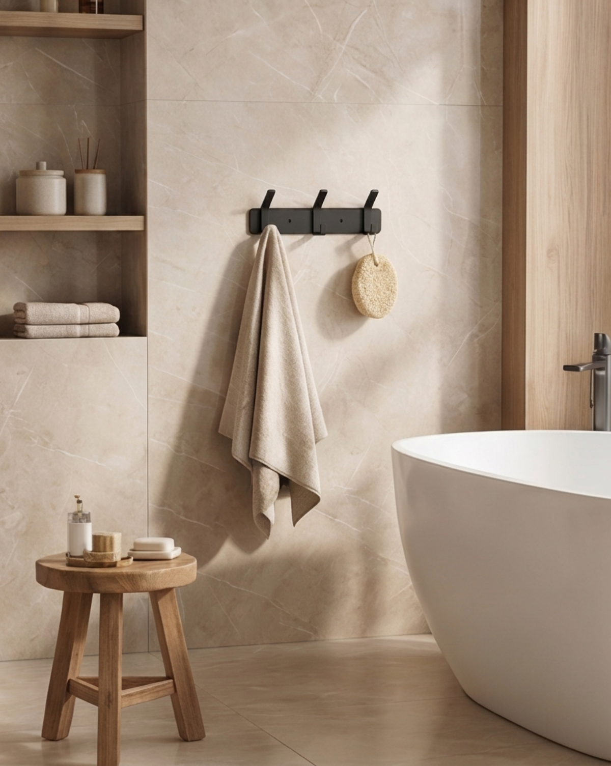 Aluminium wandhaken – 3, 4, 5 of 6 haken | Handdoekhouder voor de badkamer