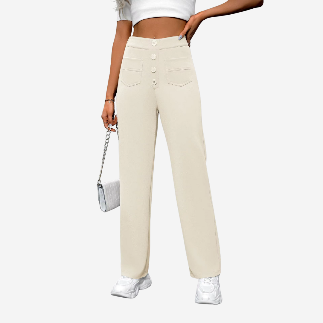 Liva – Rechte Broek met Hoge Taille Dames
