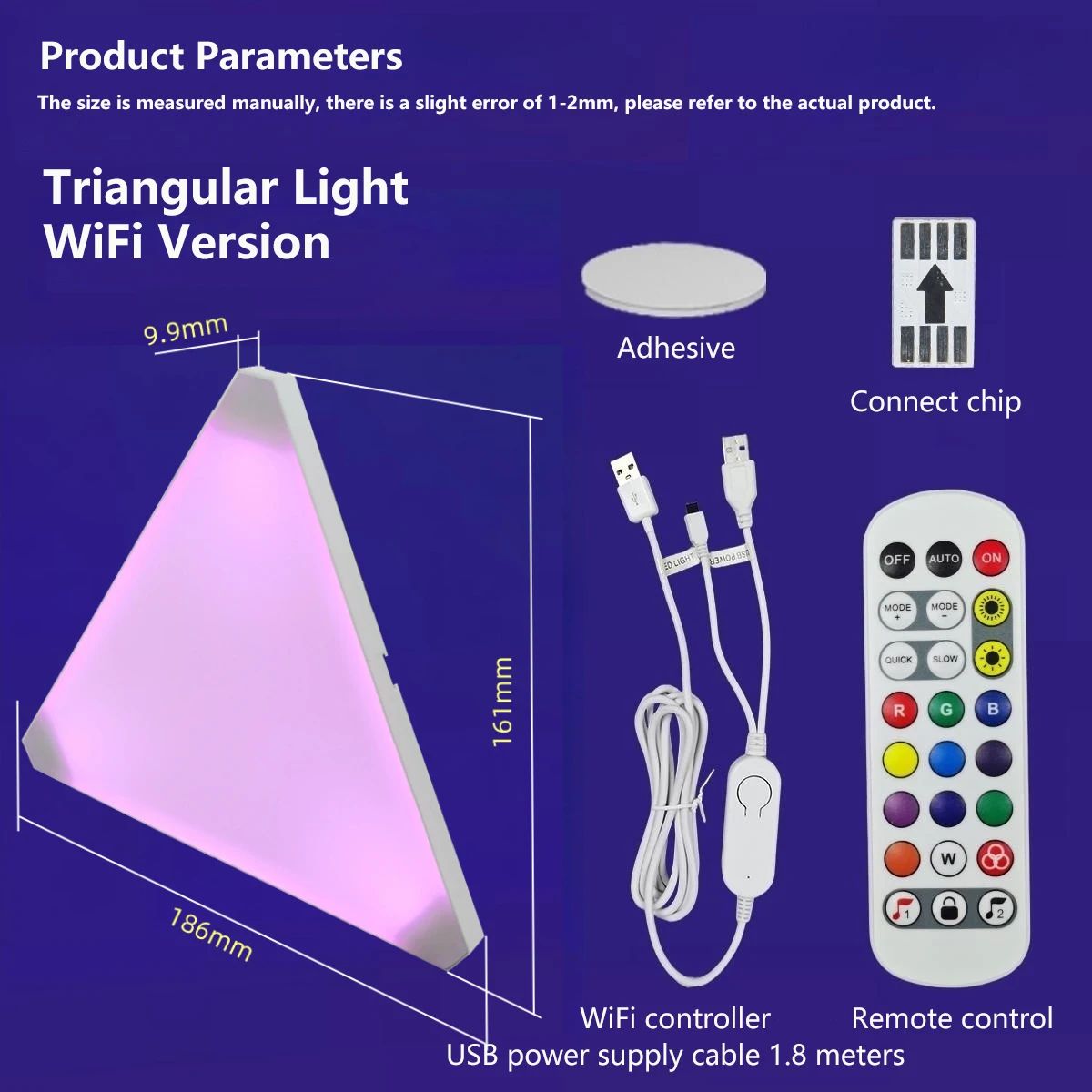 Quantum LED Driehoek Lamp - Superdunne RGB Muurverlichting met Wifi & Bluetooth App Controle voor Game- en Slaapkamer Decor