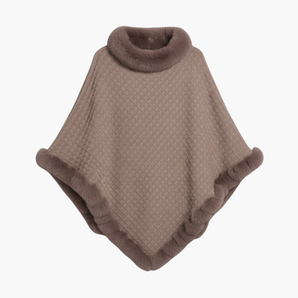Vrouwen truiponcho met imitatiebont afwerking en oversized pasvorm