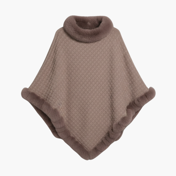 Vrouwen truiponcho met imitatiebont afwerking en oversized pasvorm