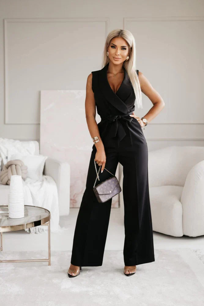 Elegante V-Hals Jumpsuit met Strikdetail