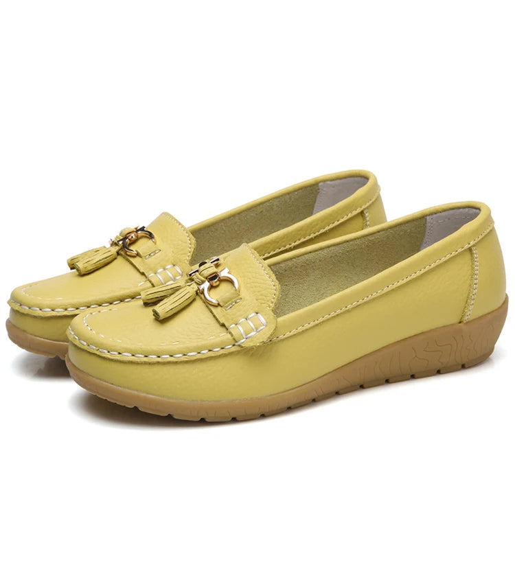 Alinne – Leren Ballerina Schoenen Dames