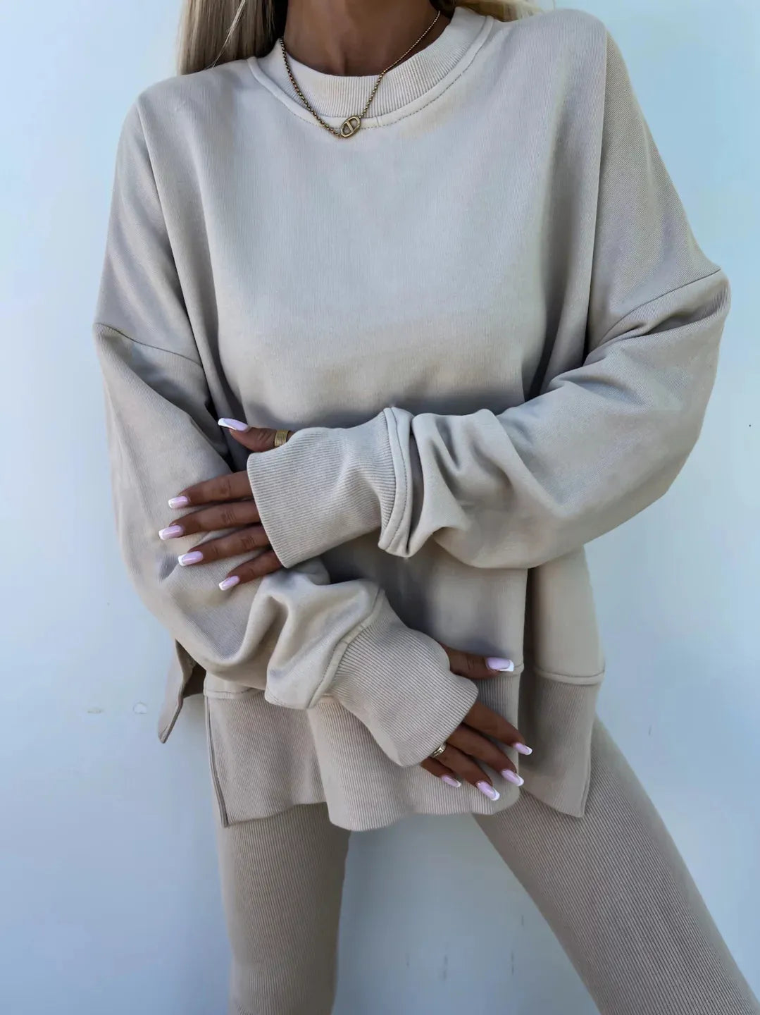 Elegante Lounge Set met Hoodie en Strakke Broek