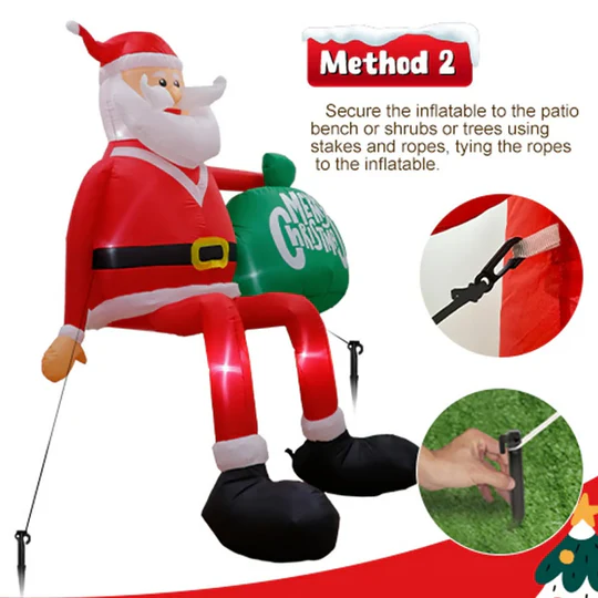 Giant 8FT LED Opblaasbare Klimmende Kerstman | Premium, Waterdichte Buiten Kerstdecoratie